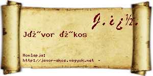 Jávor Ákos névjegykártya