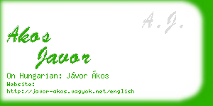akos javor business card